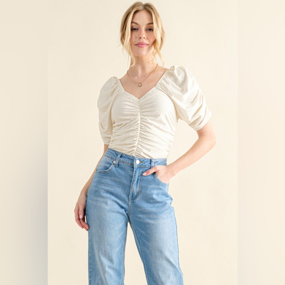 And The Why Buttery Soft Ruched Detailed Jersey Bodysuit